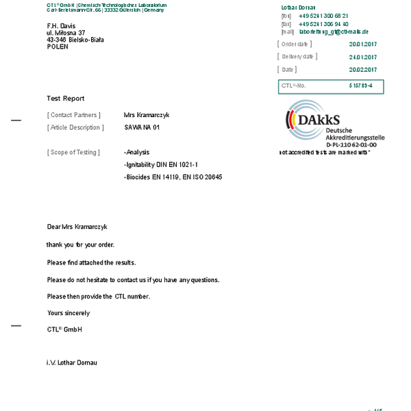 sawana - flammability EN 1021 1